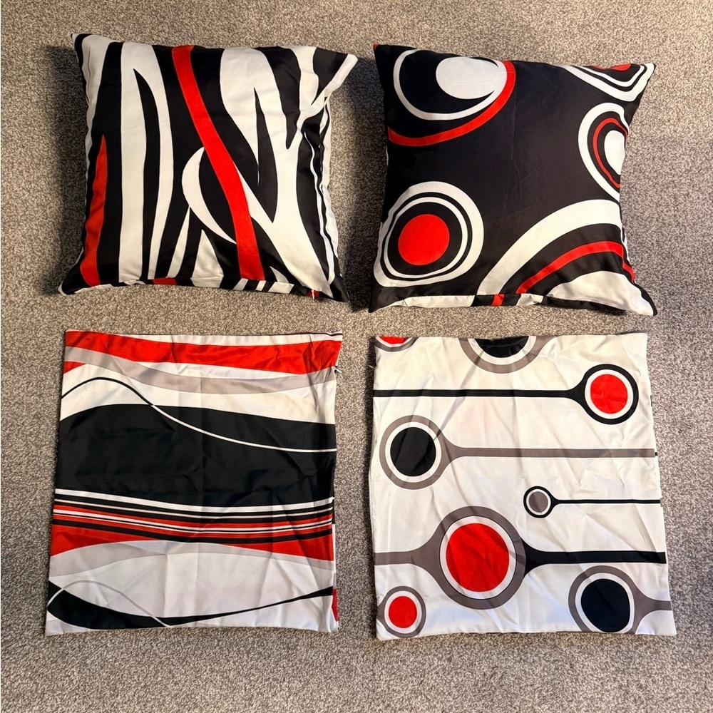 Amazon Modern Black, Red, and White Pillow Set (comes with 2 pillow inserts)